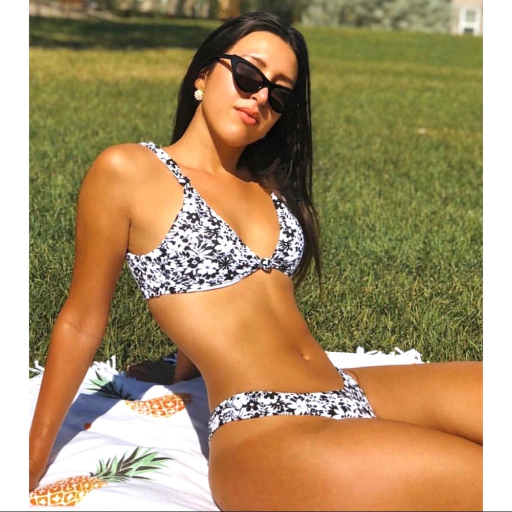 B&W Floral Bikini Set